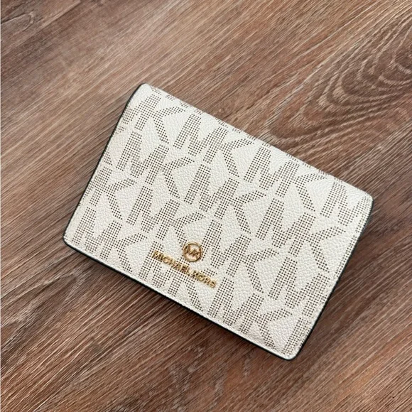 Michael Kors Cream and Brown Logo Purse and Wallet Set - Picture 3 of 6